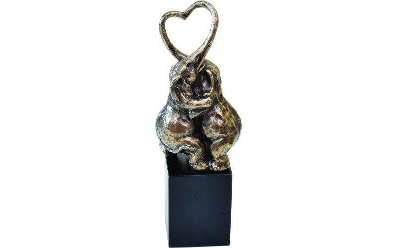 Ελέφαντες σε βάση / Καρδιά ( Αγαλμα Ηλεκτρόλυσης Μπρούτζου 17.5εκ)