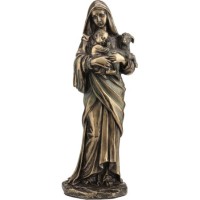 Η Παναγία με τον Ιησού και  το αρνάκι στην αγκαλιά της (Διακοσμητικό Μπρούτζινο Άγαλμα 21cm)