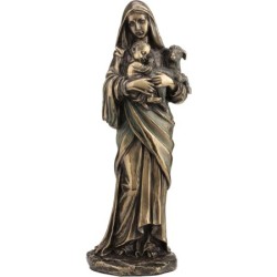 Η Παναγία με τον Ιησού και  το αρνάκι στην αγκαλιά της (Διακοσμητικό Μπρούτζινο Άγαλμα 21cm)