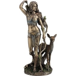 Θεά Αρτεμις κηνυγός με ελάφι και τόξο (Αγαλμα Ηλεκτρόλυσης Μπρούτζου 25εκ)