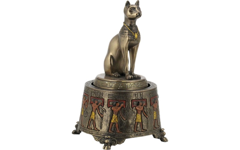Αιγυπτιακή γάτα Μπαστέτ (Μπρούτζινο μουσικό κουτί / άγαλμα 13εκ.)