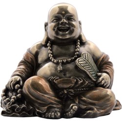Γελαστός Βούδας με βόλους και πένα (Μπρούτζινο άγαλμα 6.5εκ.)