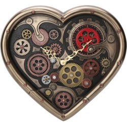 Ρολόι τοίχου με γρανάζια σε σχήμα καρδιάς (Ηλεκτρόλυσης Μπρούτζου 40x36.5εκ.)