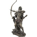 Θεά Αρτεμις κηνυγός με ελάφι και τόξο (Διακοσμητικό μπρούτζινο άγαλμα 31cm)