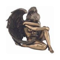 Γυμνή άγγελος με φτερά λυπημένη (Αγαλμα Ηλεκτρόλυσης Μπρούτζου 16.5εκ)