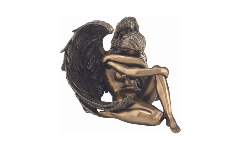 Γυμνή άγγελος με φτερά λυπημένη (Αγαλμα Ηλεκτρόλυσης Μπρούτζου 16.5εκ)