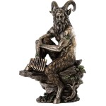Παν / Πάνας καθισμένος σε βράχο παίζει σύριγξ (Διακοσμητικό Μπρούτζινο Αγαλμα 30.5εκ)