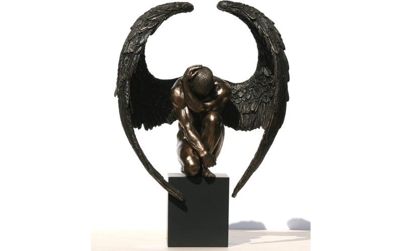 Αγγελος γυμνός με φτερά γονατιστός σε βάση (Μπρούτζινο άγαλμα 25.5εκ.)